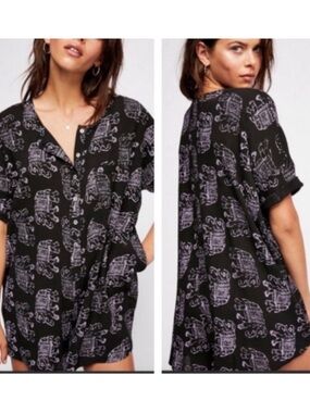 Free People Intimately Free Elephant Print Shorts Romper